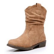 Apakowa Girls Cowgirls Boots Girls Cuff Fold Western Cowboys Boots With Side Zipper Riding Shoes (Little kid/Big kid)